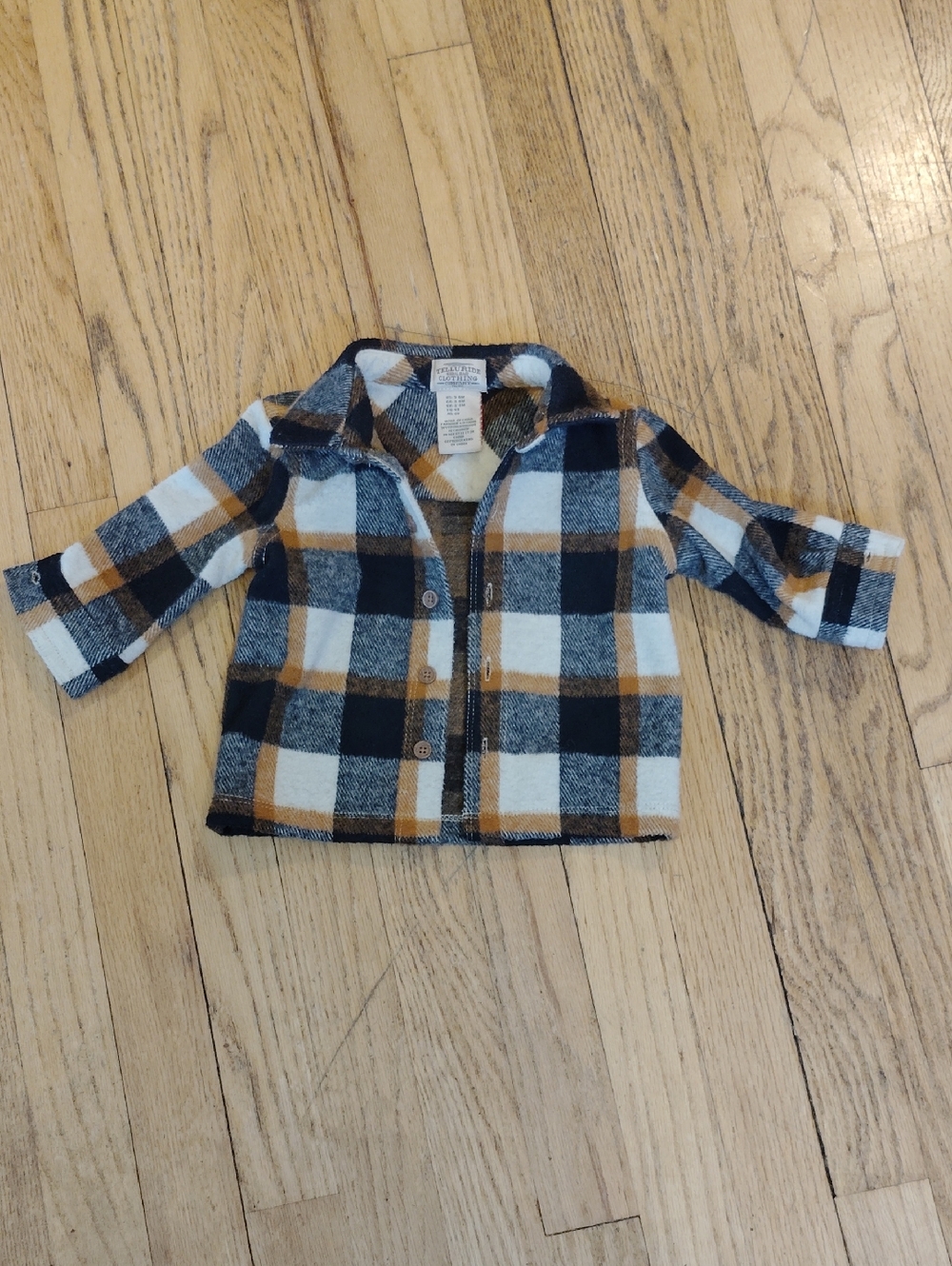 Kids Plaid Button-Up Jacket Shirt - Cream, Navy & Tan